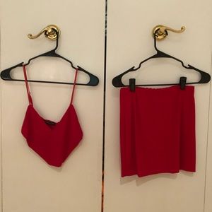 Brooklyn Karma RED HOT two piece set skirt and top